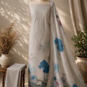 Neel Mist Nazakat Unstitched Suit Set