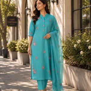 Firoza Gulnaar Mul Chanderi Suit Set