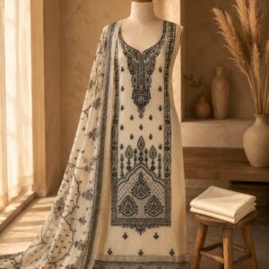 Ivory Noir Nazakat Unstitched Suit Set