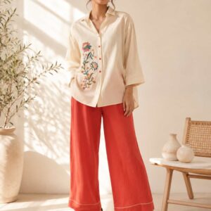 Aarohi Ivory Crushed Cotton Co-ord Set