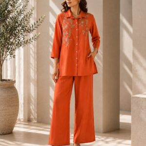 Aarunya Gulnaar Mul Chanderi Co-ord Set